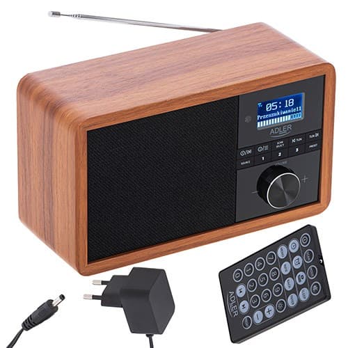 Adler AD 1184 radio bærbar digital sort, træ