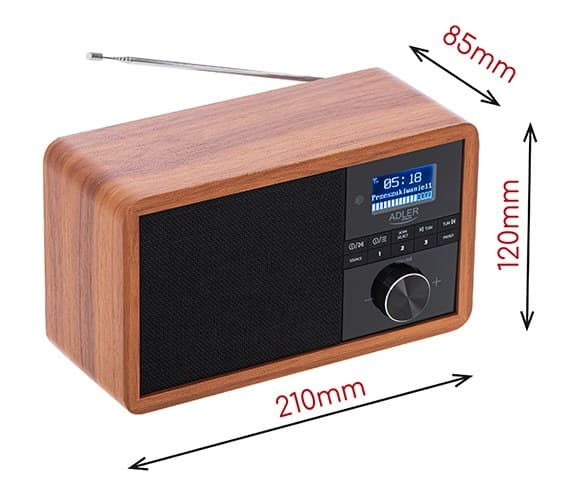 Adler AD 1184 radio bærbar digital sort, træ