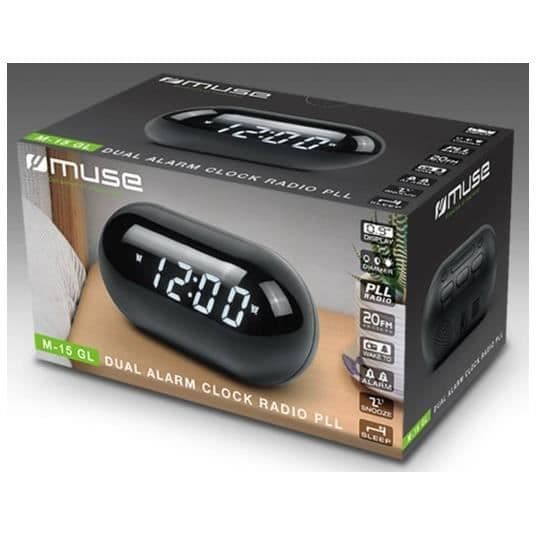 Radioväckare - MUSE - M-15 GL - PLL FM - Dubbel väckarklocka - Vit LED-display