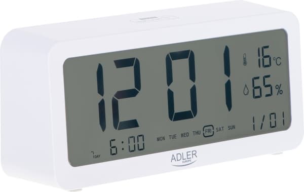 Adler AD1195W - Väckarklocka med batteri - Vit