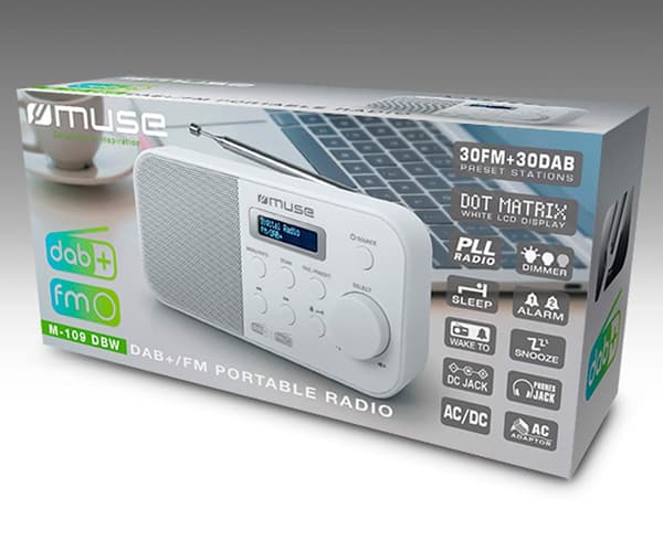 Muse M-109 Dbw Vækkeur Hvid