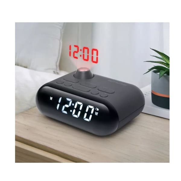 Radio analog - MUSE - M-179 P - FM-tuner - Klockprojektor - Svart