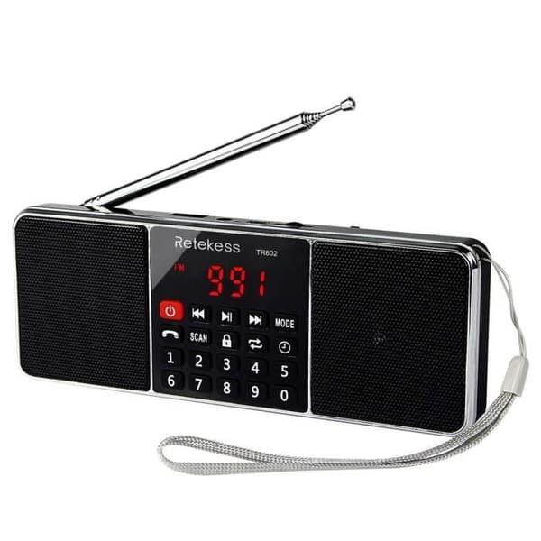 Retecess TR602 Stereo Radio AM FM Radio Bärbar radio med trådlös MP3-spelare Högtalare AUX-ingång Stöd TF-kort Svart