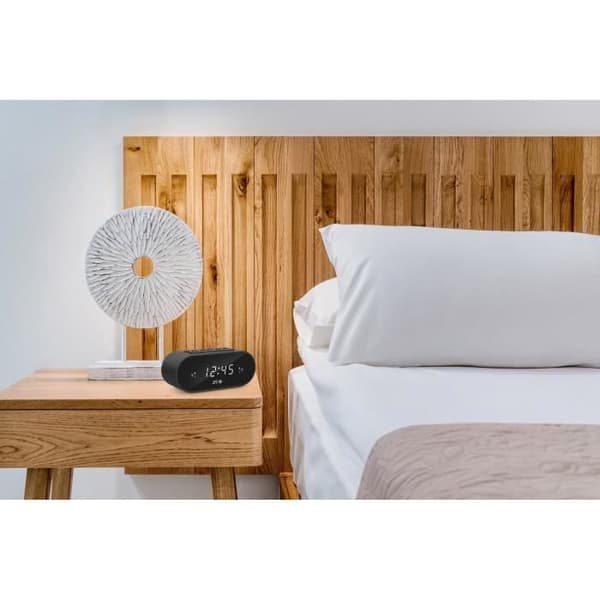 SPC FRODI - Kompakt klockradio, upphöjda tangenter, stor snooze-/viloknapp, dubbla larm, XL-skärm, batteribackup