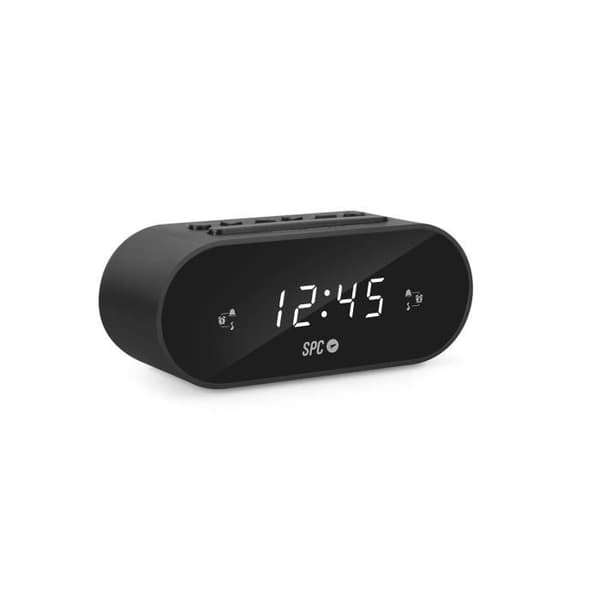 SPC FRODI - Kompakt klockradio, upphöjda tangenter, stor snooze-/viloknapp, dubbla larm, XL-skärm, batteribackup