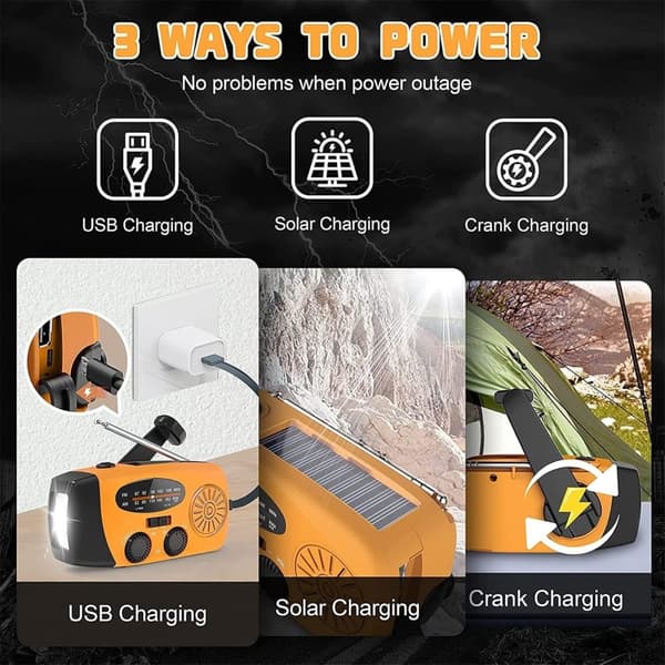 Denver Utomhus / Vevradio med Solceller och LED-ficklampa och Powerbank