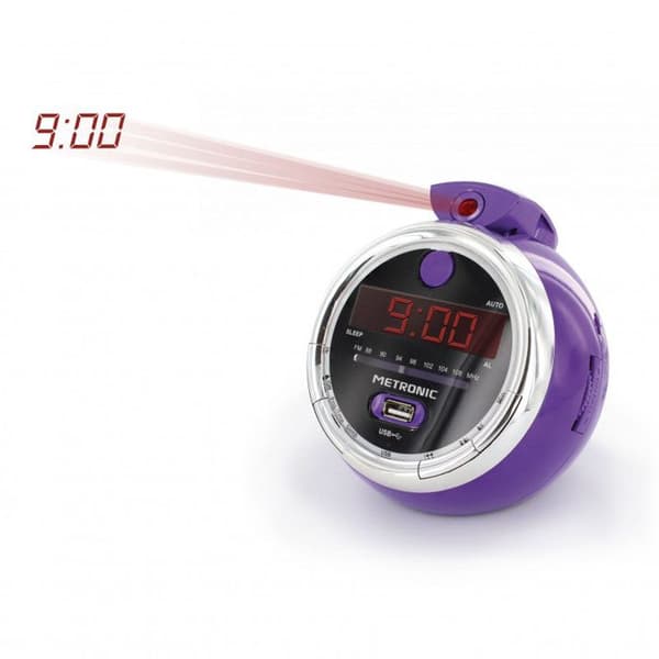 METRONIC Pop Lila FM USB Dual Alarm Projection Klockradio - Lila
