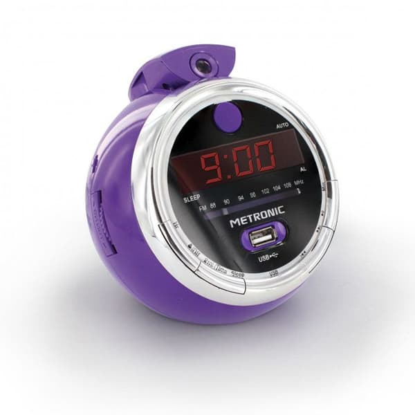 METRONIC Pop Lila FM USB Dual Alarm Projection Klockradio - Lila