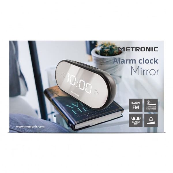 METRONIC 477037 - Väckarklocka radio - Progressiv ringfunktion - Justerbar intensitet bakgrundsbelysning - Spegelfinish