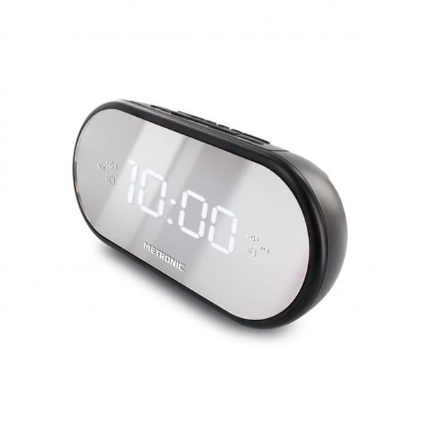 METRONIC 477037 - Väckarklocka radio - Progressiv ringfunktion - Justerbar intensitet bakgrundsbelysning - Spegelfinish