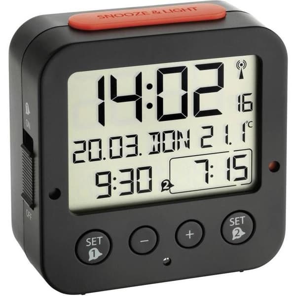 Klockradio - TFA - Bingo - Svart - 81 mm x 81 mm - Progressivt larm