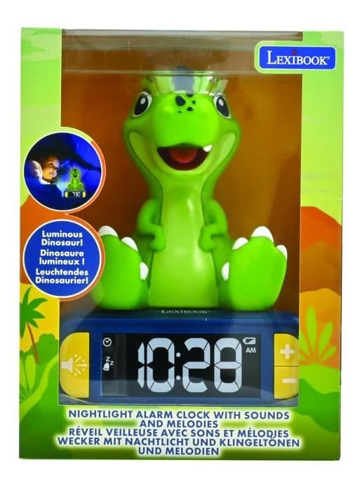 Digital väckarklocka med 3D dinosaurie nattljus och ljudeffekter