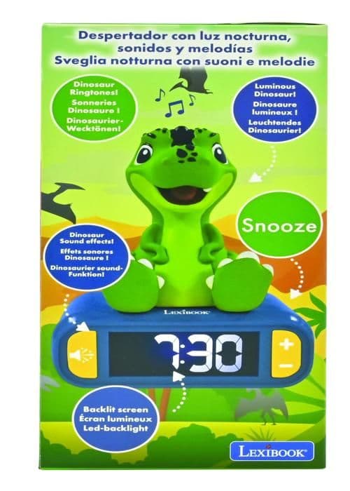 Digital väckarklocka med 3D dinosaurie nattljus och ljudeffekter