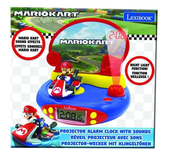 Nintendo projektor väckarklocka med 3D Mario Kart och videospel ljud