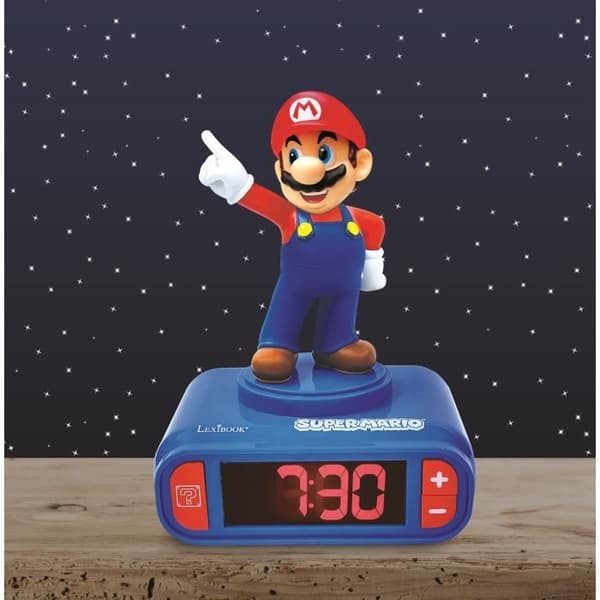 Digital väckarklocka LEXIBOOK - Super Mario - 3D upplysande och ljud - Blå och röd - Barn