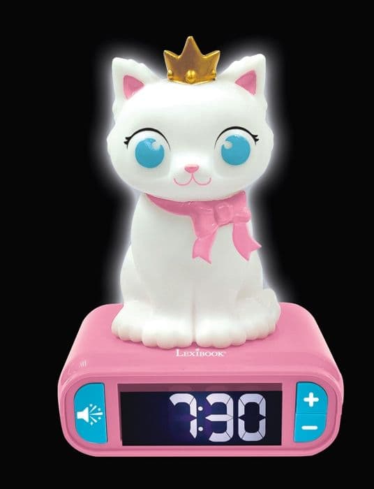 Digital väckarklocka LEXIBOOK - Katt - 3D ljus och ljud - Vit och rosa - Barn