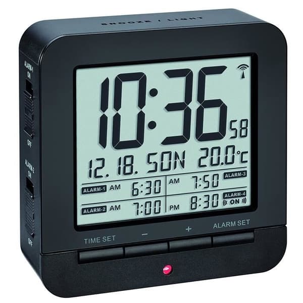 Funkreveil - TFA Dostmann - 60.2536.01 - Svart - Batteri - Vuxen