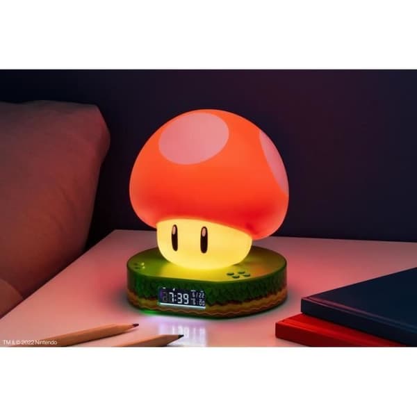 Super Mushroom digital väckarklocka - PALADONE - Super Mario-licens - Officiella ljud - 2 AAA-batterier