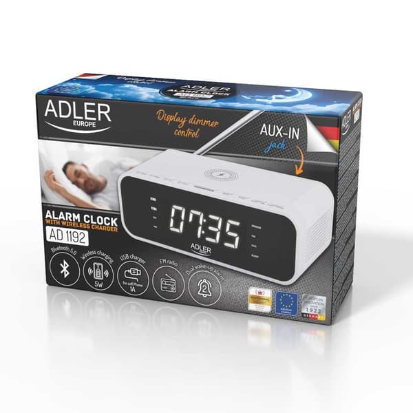 Adler Ad 1192 Vækkeur Med Trådløs Oplader