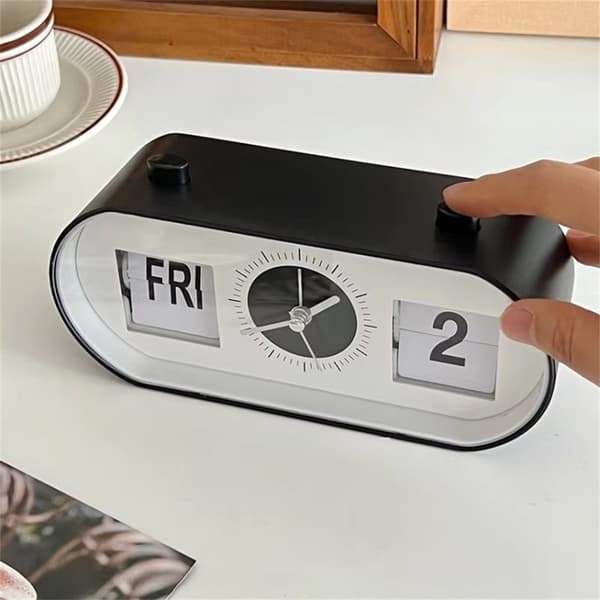Manuell sidevridning av klokken Desk Vekkerklokke Kalenderklokke