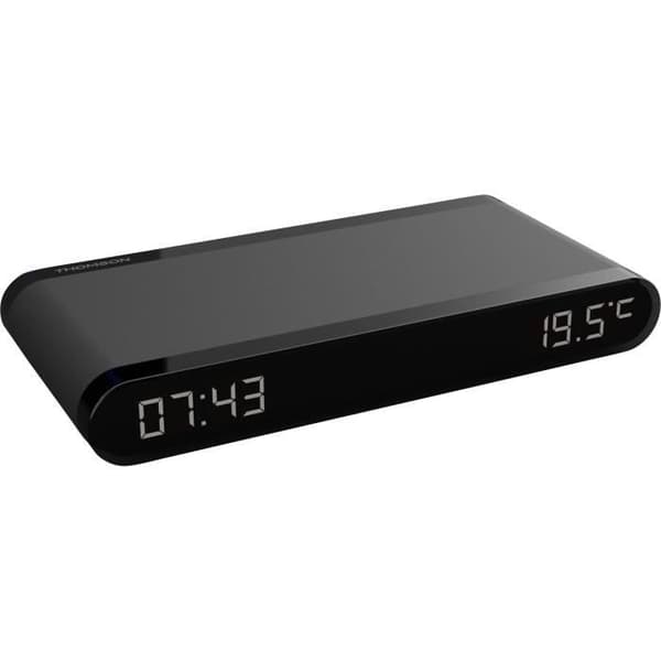 Laddstations väckarklocka - THOMSON - Svart - 15W induktion, Temperatur, USB-C-port, Strömförsörjning. 230V