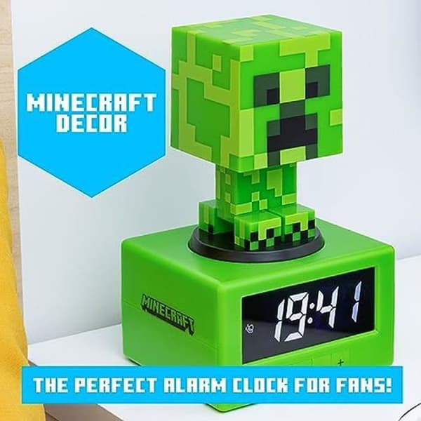 Minecraft Creeper Alarm Clock - PALADONE - Snooze och upplyst nattljus - Grön
