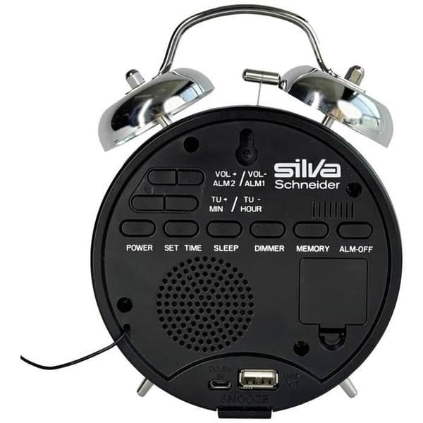 Silva Schneider URW 240 FM klockradio, USB-larmfunktion svart-krom