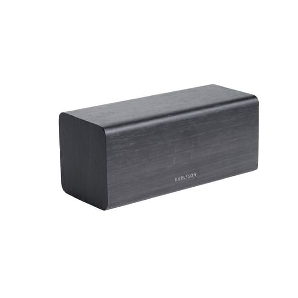 Svart Wood Block Väckarklocka 16 cm