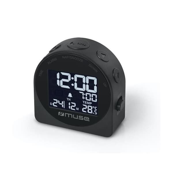 Reseveklocka - MUSE - M-09 C Svart - LCD-display - Bakgrundsbelyst - Enstaka alarm - Upprepning - Snooze