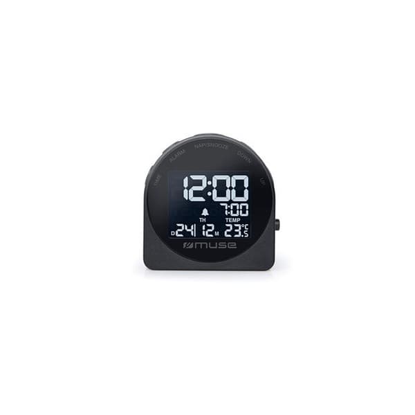 Reseveklocka - MUSE - M-09 C Svart - LCD-display - Bakgrundsbelyst - Enstaka alarm - Upprepning - Snooze