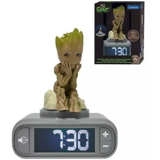 Digital väckarklocka med nattlampa Groot från Guardians of the Galaxy och ljudeffekter