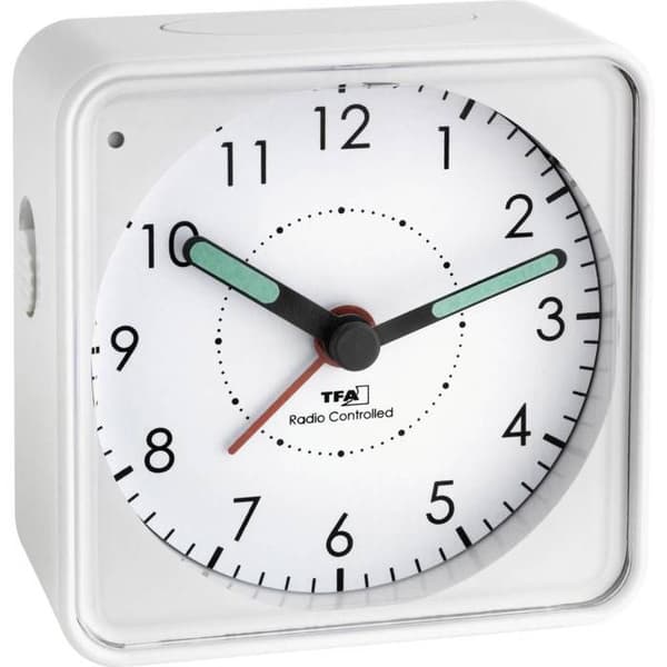 Radioklocka - TFA - 60.1510.02 - Vit - Alarm - Fluorescerande visare