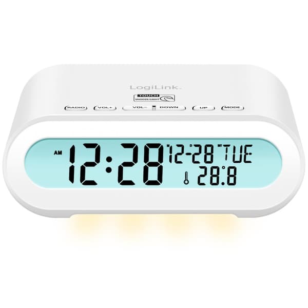 LogiLink Klockradio Temp/Luftfuktighet USB-C/Batteridrift Vit