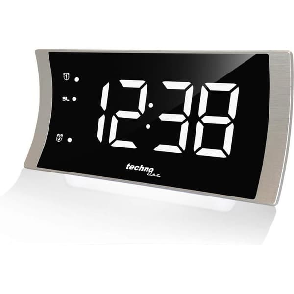 Technoline LED Modern Väckarklocka WT949 Kurvad med temperatur, stämningsbelysning och USB-laddningsport
