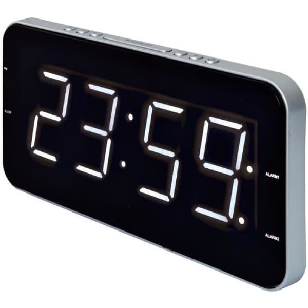 ROADSTAR CLR 2615 PLL FM klockradio - Jumbo vit display - Dubbellarm - 2-nivås dimmer
