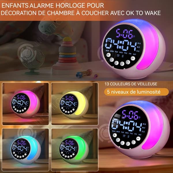 INN Väckarklocka med RGB Nattljus Multifunktionell Digital Display Väckarklocka Barn Present Digital Morgonväckarklocka Barn Nattljus