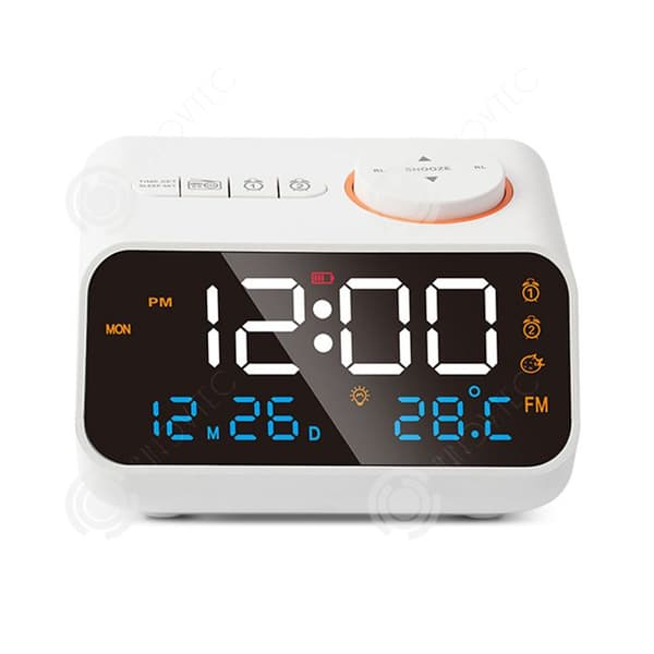 INN LED-väckarklockaradio med dubbla larm Digital väckarklocka med FM och 2 USB-laddningsportar Snooze, minne, timerfunktion