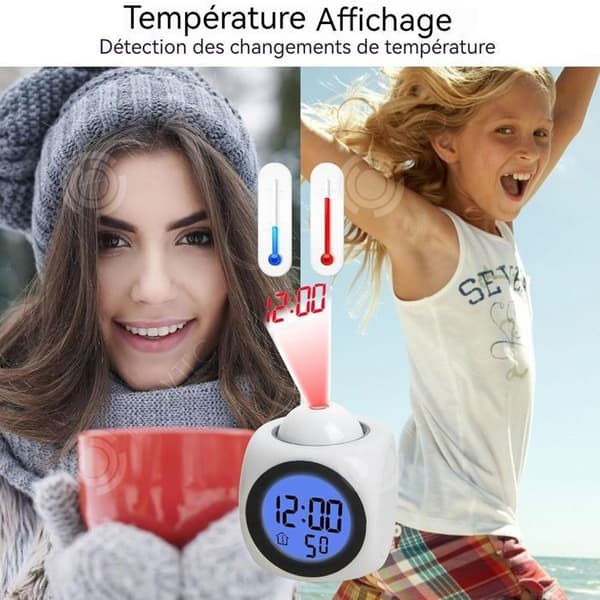 Sovande projektion - INNOVTEC - Digital väckarklocka - Temperaturdisplay - USB-laddning - Snooze-funktion