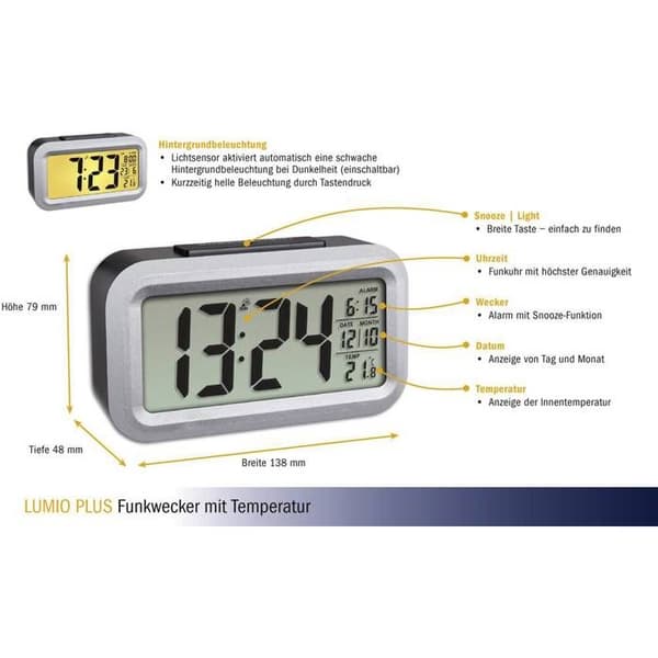 TFA Dostmann 60.2553.01 Wecker Lumio plus - svart