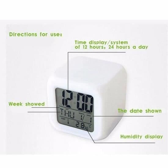 LED väckarklocka - CON® - Tecknad - 7 färger - Snooze-funktion - LCD-skärm
