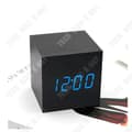 Miniatyrbild 2 av 3: TD® fyrkantig trä kubisk klocka LED-kreativ väckarklocka trä svart elektronisk med smart röststyrning-snygg-multifunktion