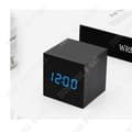 Miniatyrbild 1 av 3: TD® fyrkantig trä kubisk klocka LED-kreativ väckarklocka trä svart elektronisk med smart röststyrning-snygg-multifunktion