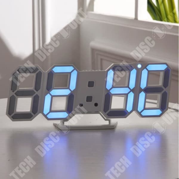 TD® 3D LED-väggklocka Modern design digital klockklocka | väckarklocka | Nattljus | Kreativ digital stereoklocka|vit
