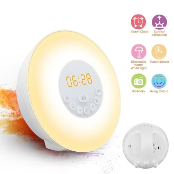 TD® Light Alarm Clock, Sunrise Simulation Väckarklocka Twilight Night Light med naturligt ljus, Touch Control FM-radio och laddare