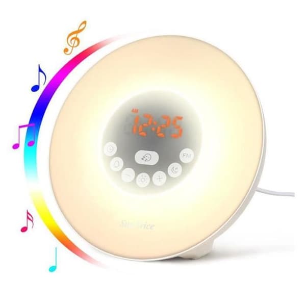 TD® Light Alarm Clock, Sunrise Simulation Väckarklocka Twilight Night Light med naturligt ljus, Touch Control FM-radio och laddare