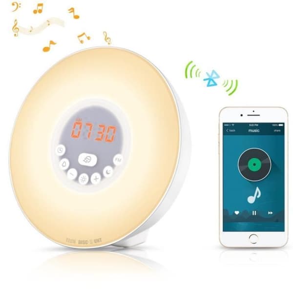 TD® Light Alarm Clock, Sunrise Simulation Väckarklocka Twilight Night Light med naturligt ljus, Touch Control FM-radio och laddare