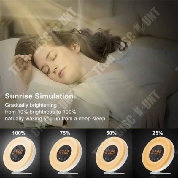 TD® Wake Up Light, FM Radio Wake Up Lamp Nattljus Wake Up Light Sänglampa Soluppgång Solnedgång Simulering Snooze RGB White Ch
