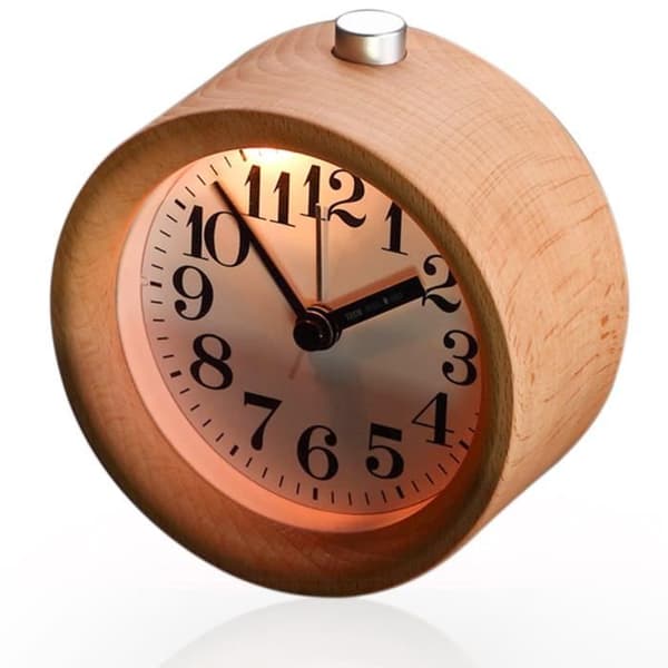 TD® Tyst väckarklocka Bord Bokträ Väckarklocka Sängklocka med nattlampa