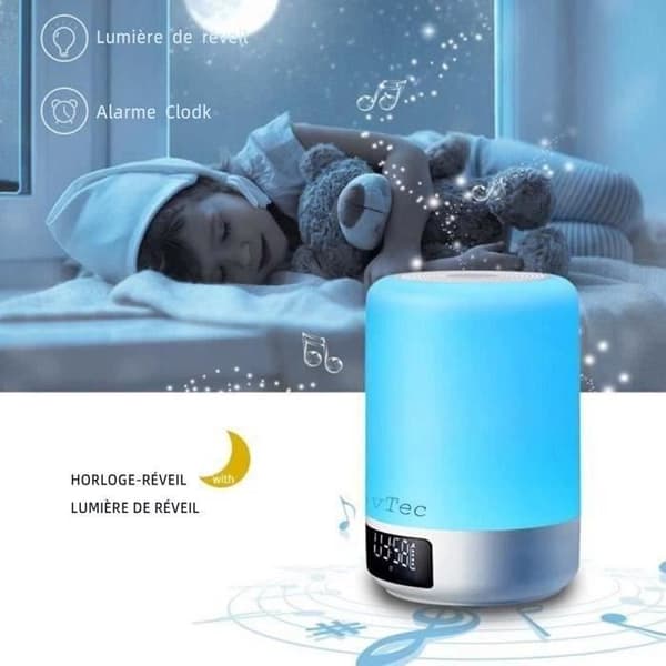 INNOVTEC trådlös Bluetooth-högtalare Sänglampa Touch Väckarklocka med LED-skärm för iPhone iPad Android