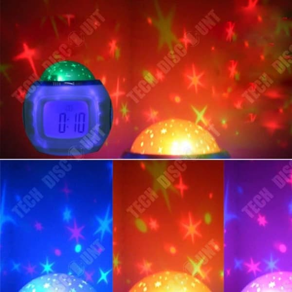 TD® Digital barnprojektionsväckarklocka Babyrum Nattljus Musikklocka Bakgrundsbelysning Multifunktionskalendertermometer
